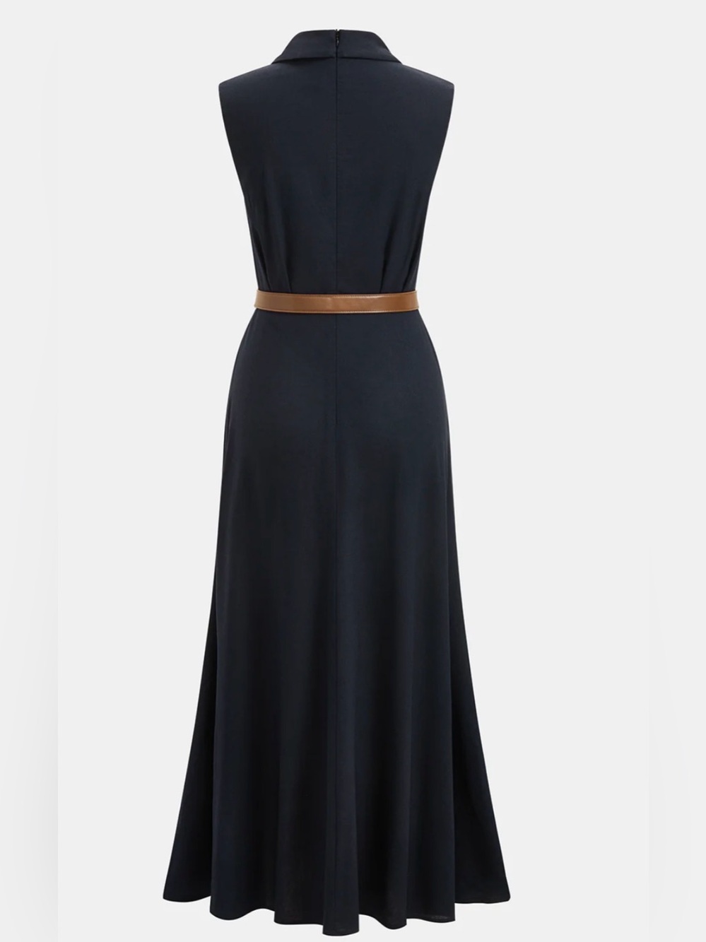 NWT Commense Navy Sleeveless Maxi Dress **belt missing** - Picture 2 of 10